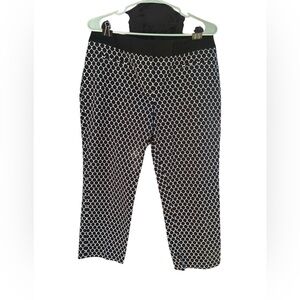 Apt. 9 Modern Fit Black White Geometric Crop Pants Size 10 Stretch